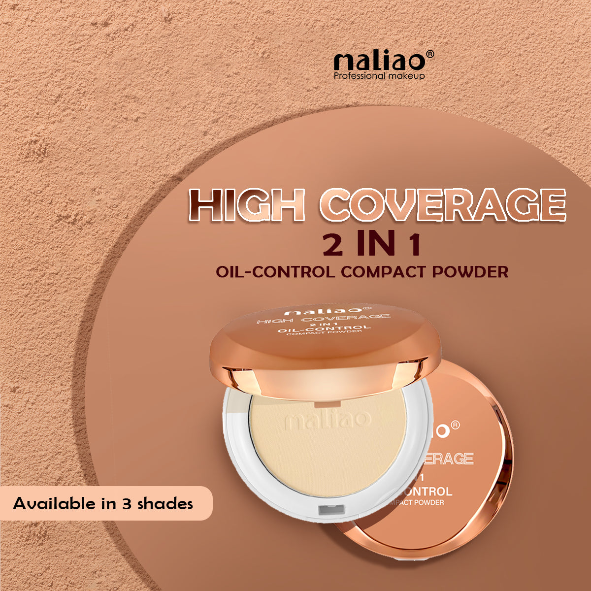 Maliao High Coverage 2-in-1 Oil-Control Compact Powder